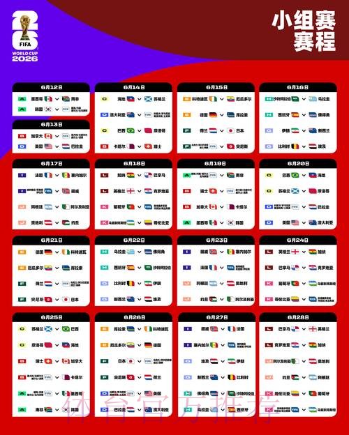 世界杯每日赛程一览 世界杯每日赛程一览